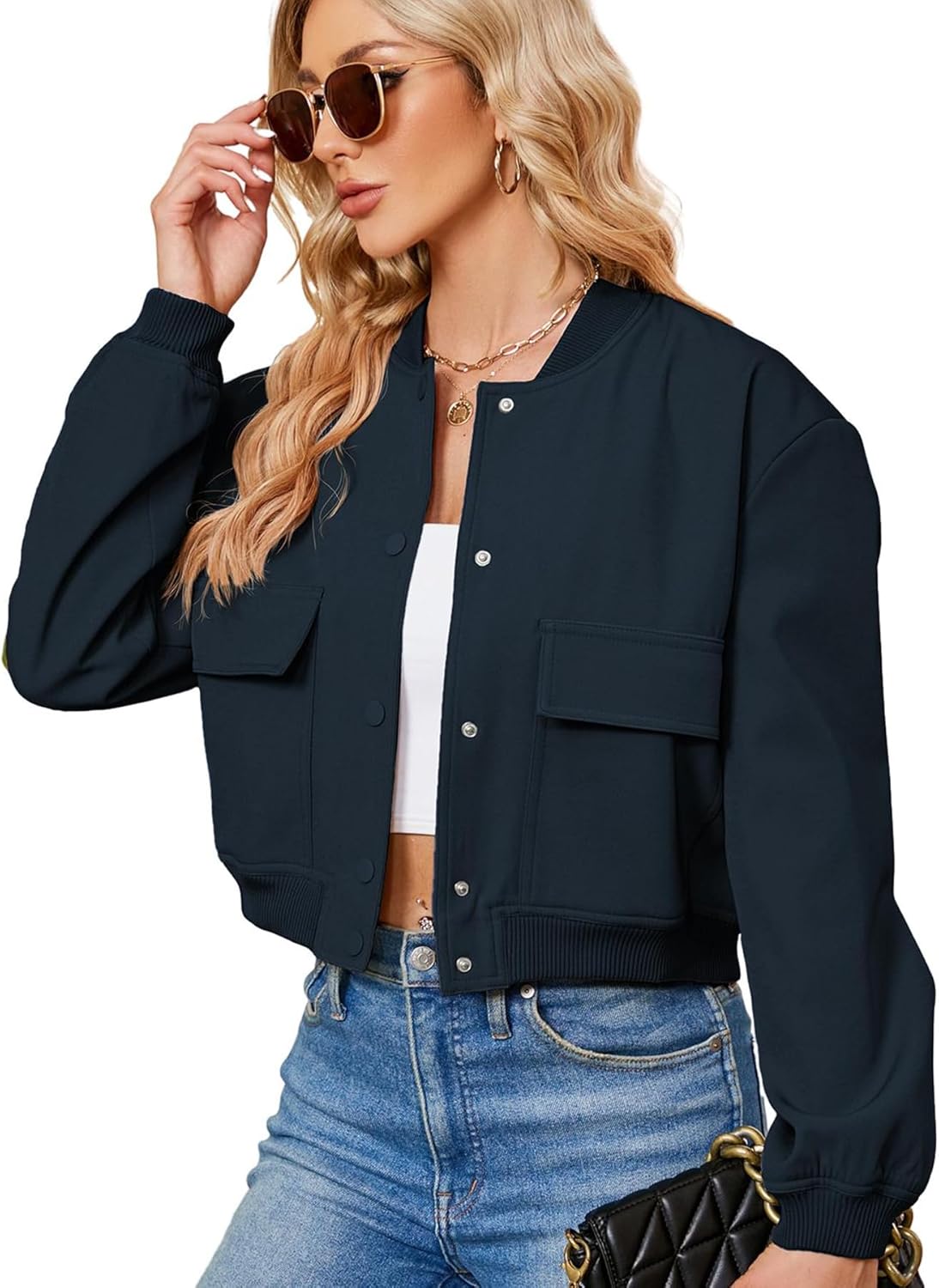 Zando Bomber Jacket Women - Stylish Cropped Casual Jacket