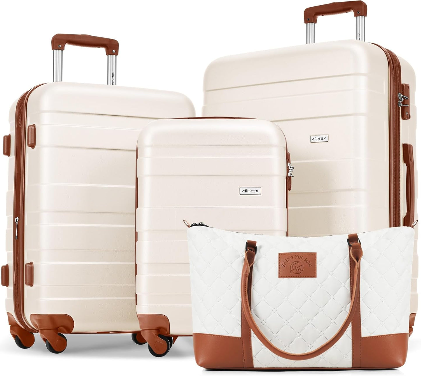 Merax 4 Piece Set Lightweight Hardside Suitcase for Travel