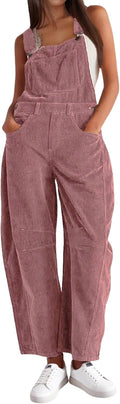 Corduroy Overalls for Women Barrel Wide Leg Bib Pants - Comfortable