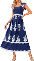 Floral Smocked Boho Maxi Dress - Comfortable Summer A Line