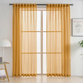 Fall Gold Linen Look Pinch Pleated Sheer Curtains 90in - Warm Light