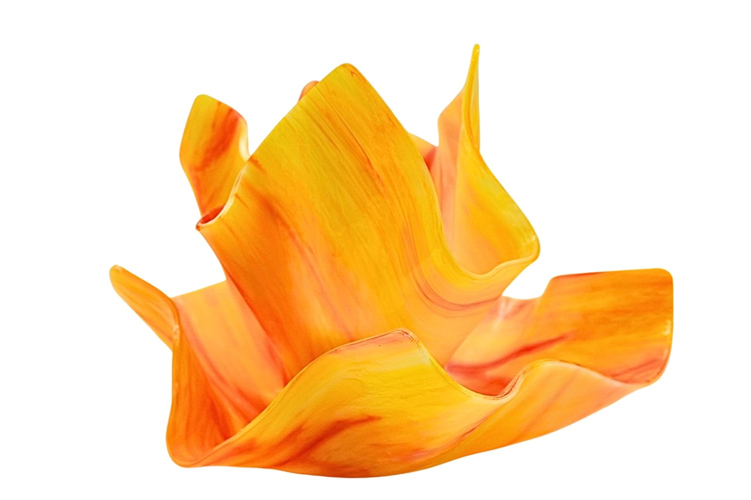 Orange and Yellow Inferno Pearl Opal Vase Dish Set for Home