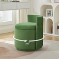 Green Velvet Vanity Chair with Storage - 360 Swivel Makeup Stool