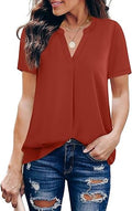 Timeson V Neck Short Sleeve Sheer Chiffon Blouse - Office Ready