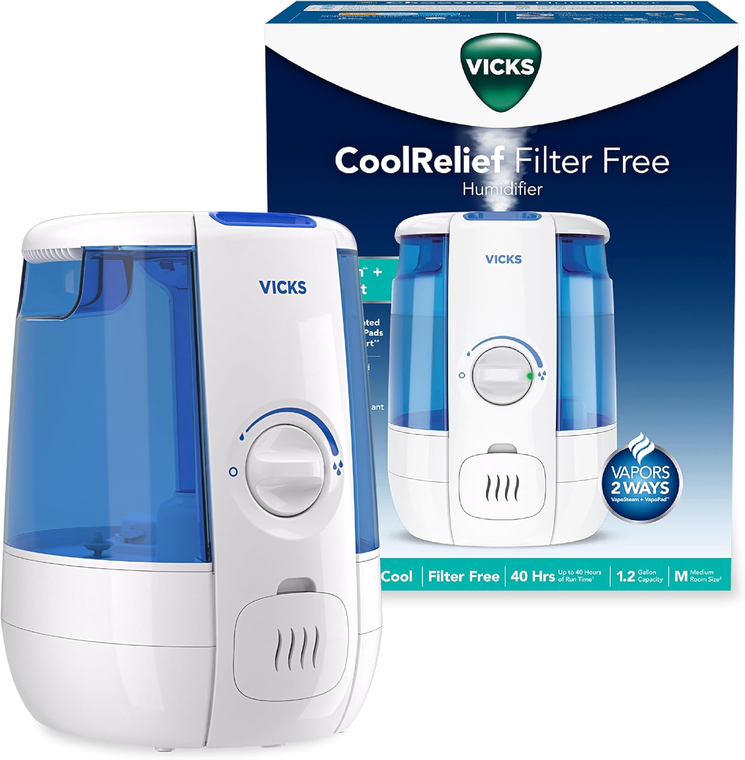 Vicks CoolRelief Cool Mist Humidifier for Small to Medium Rooms