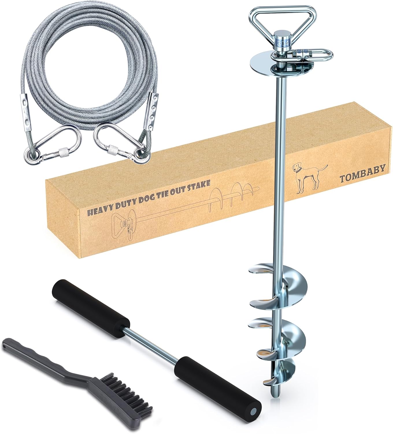 TOMBABY Dog Tie Out Cable and Stake for Outdoor Adventures