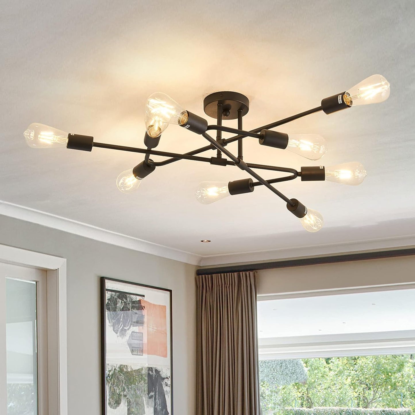 Black Semi Flush Mount Ceiling Light Fixture for Modern Homes