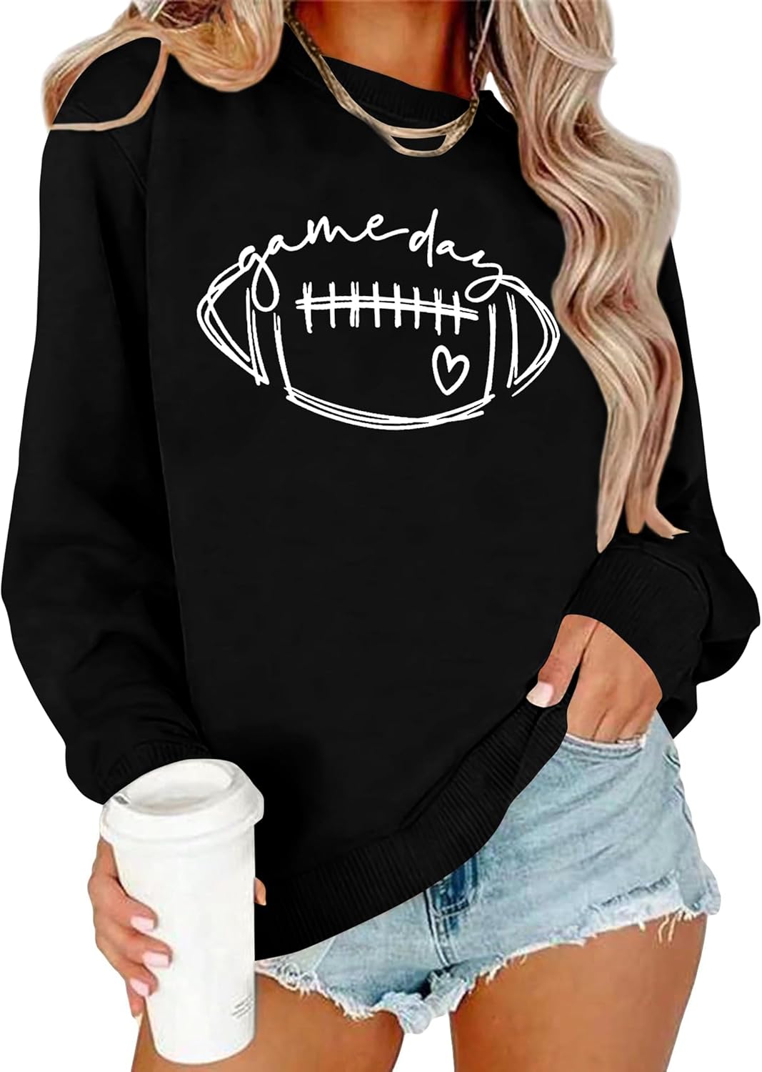 Cute Football Graphic Pullover Sweatshirt for Game Day Fun