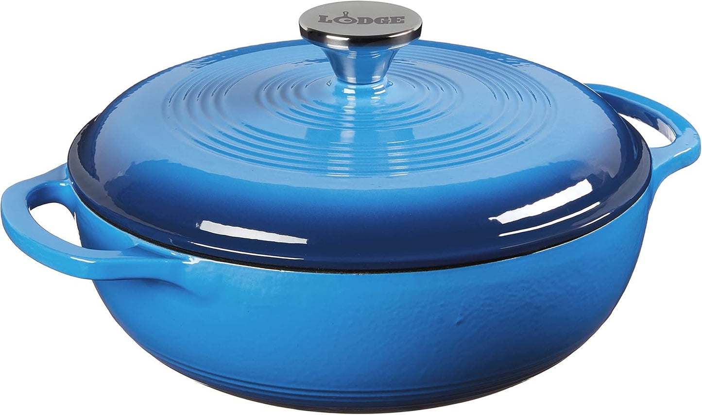 Lodge 3 Quart Enameled Cast Iron Dutch Oven for All Cooking Needs