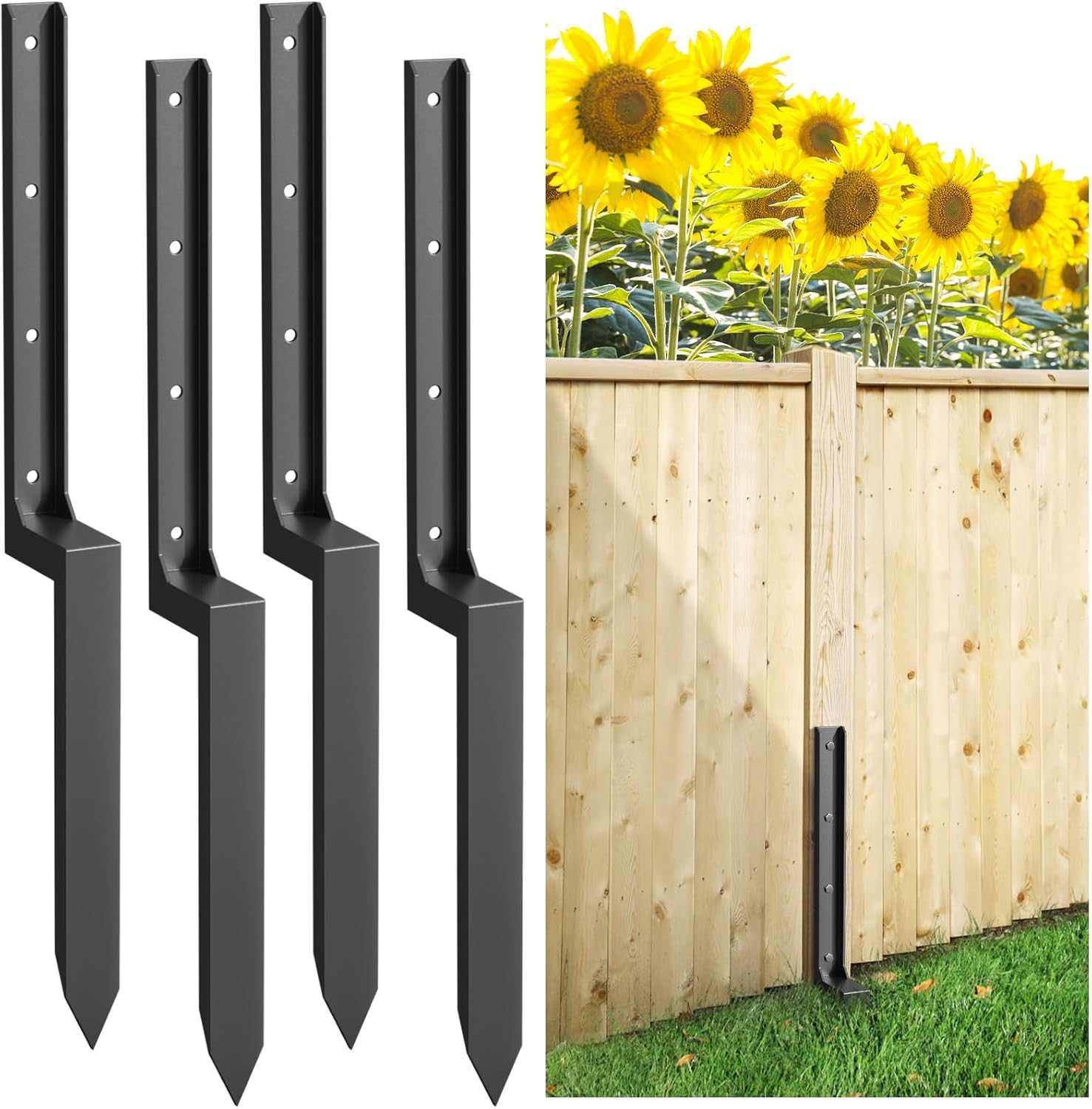 4PCS Heavy Duty Fence Post Repair Kit for Wooden Support