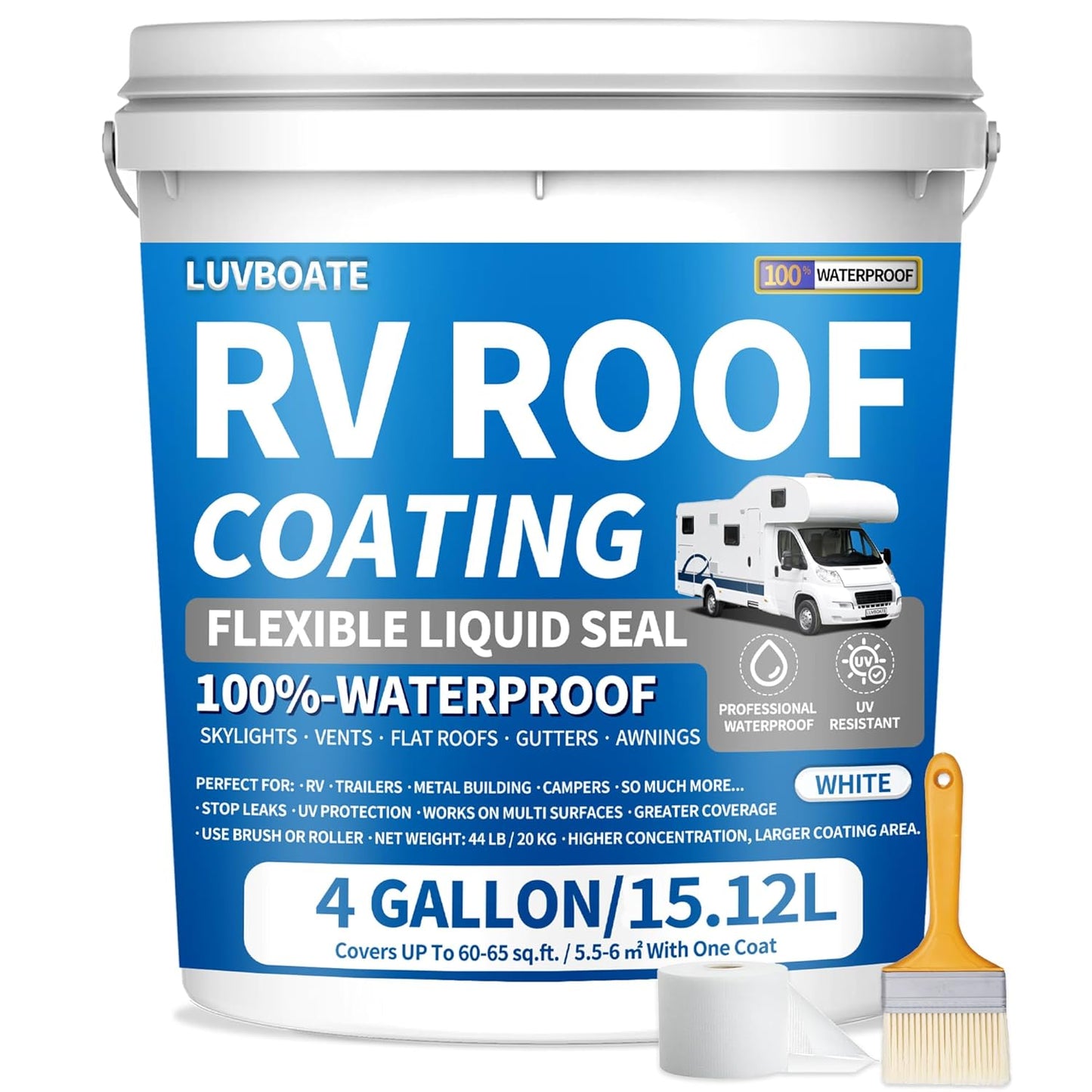 RV Roof Coating White 4 Gallon for Waterproof Flexible Sealant