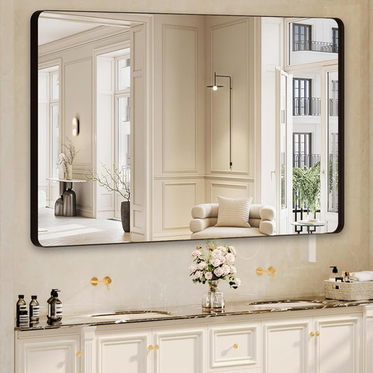 Bathroom Mirrors for Over Sink, 60x36 Inch Black Metal Frame