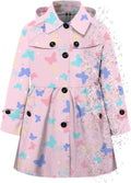 Girls Hooded Rain Jacket Lightweight Waterproof Trench Coat for 2-14