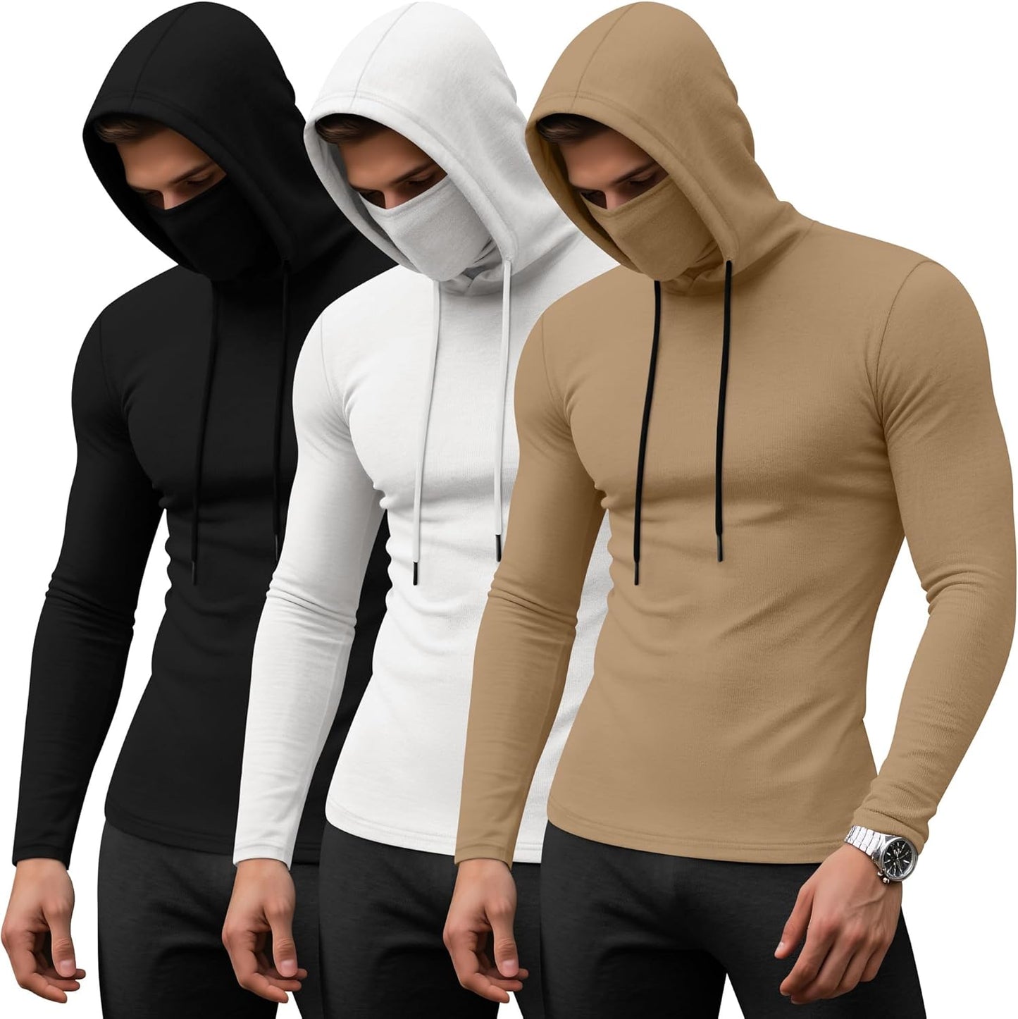 3 Pack Men's Sports Hoodies with Mask for Active Lifestyle