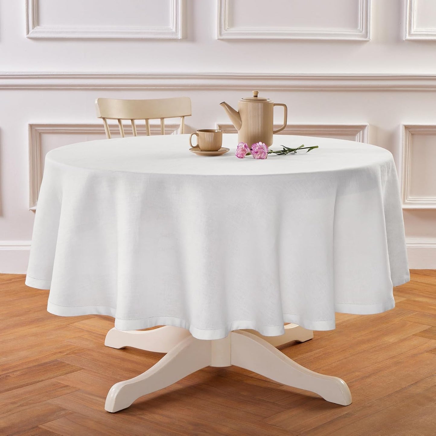 Elegant 70 Inch Pure Linen Round Tablecloth for Every Occasion