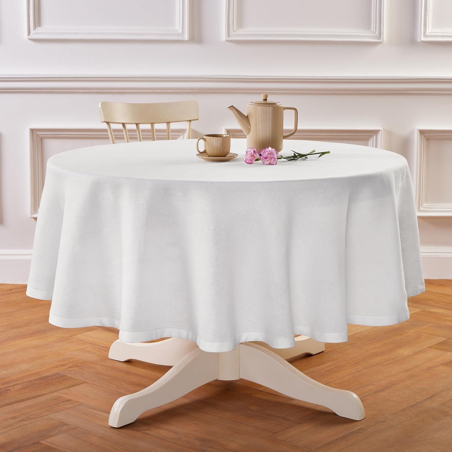 Elegant 70 Inch Pure Linen Round Tablecloth for Every Occasion
