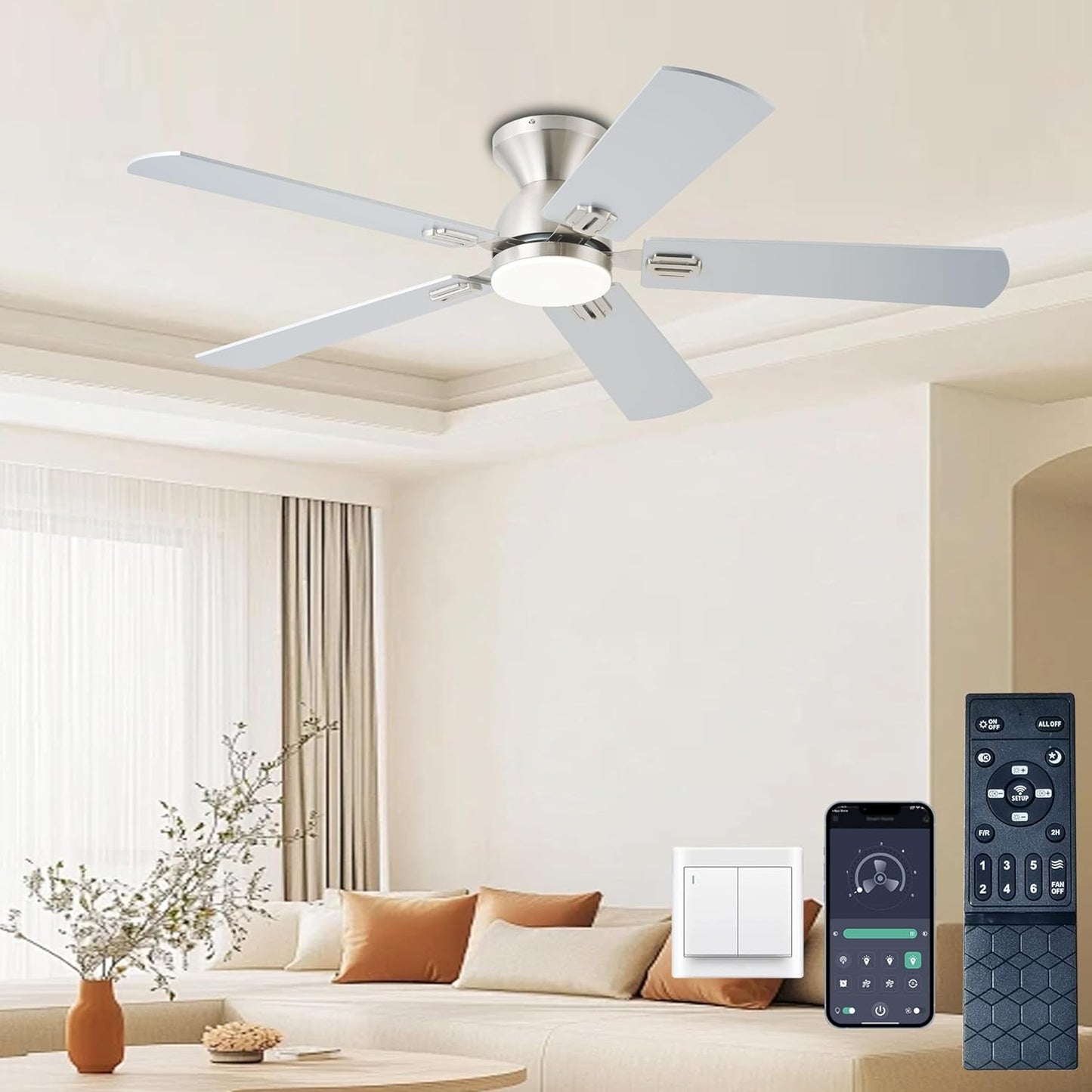 52 inch Ceiling Fan with Lights and Remote Control for Home