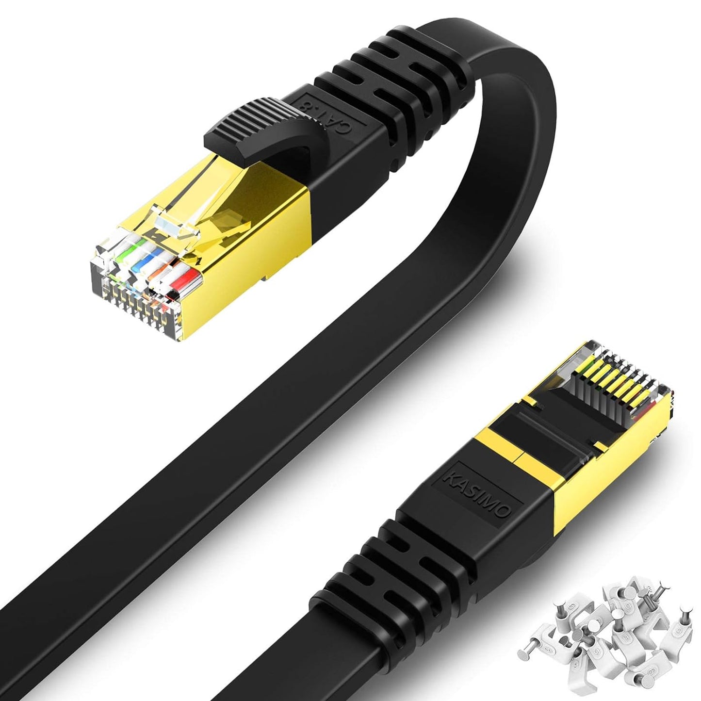 KASIMO Cat 8 40ft Ethernet Cable: 40Gbps High-Speed Network Patch Cord