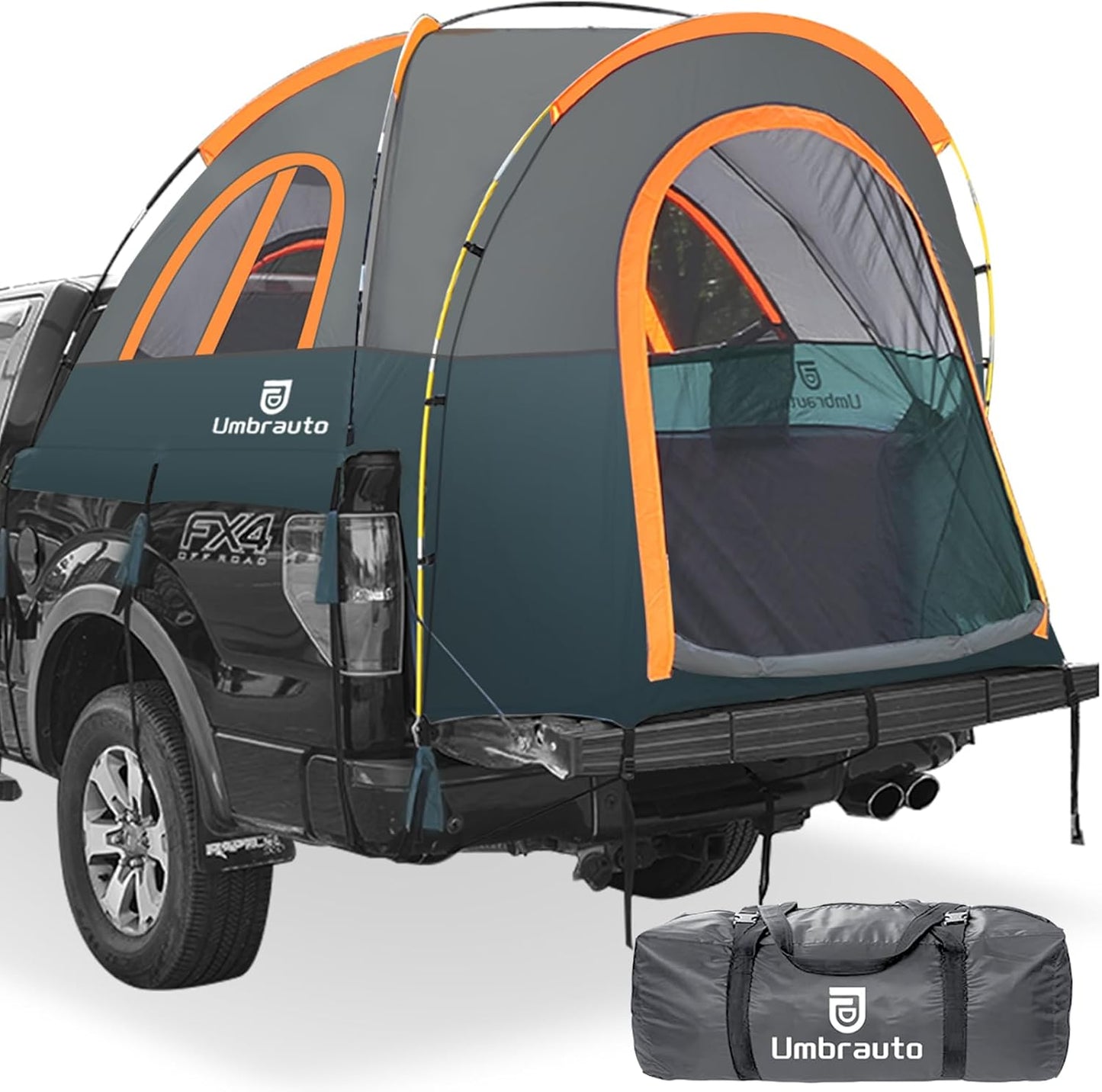 Umbrauto Truck Bed Tent: Easy 2-Person Setup, Waterproof, Fits Full Size Short Bed, Green