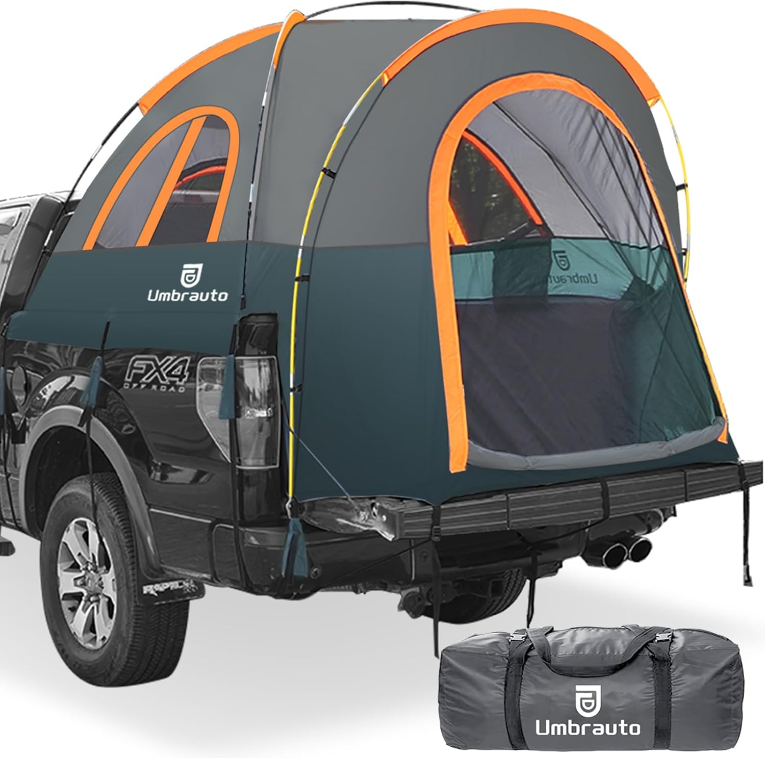 Umbrauto Truck Bed Tent: Easy 2-Person Setup, Waterproof, Fits Full Size Short Bed, Green