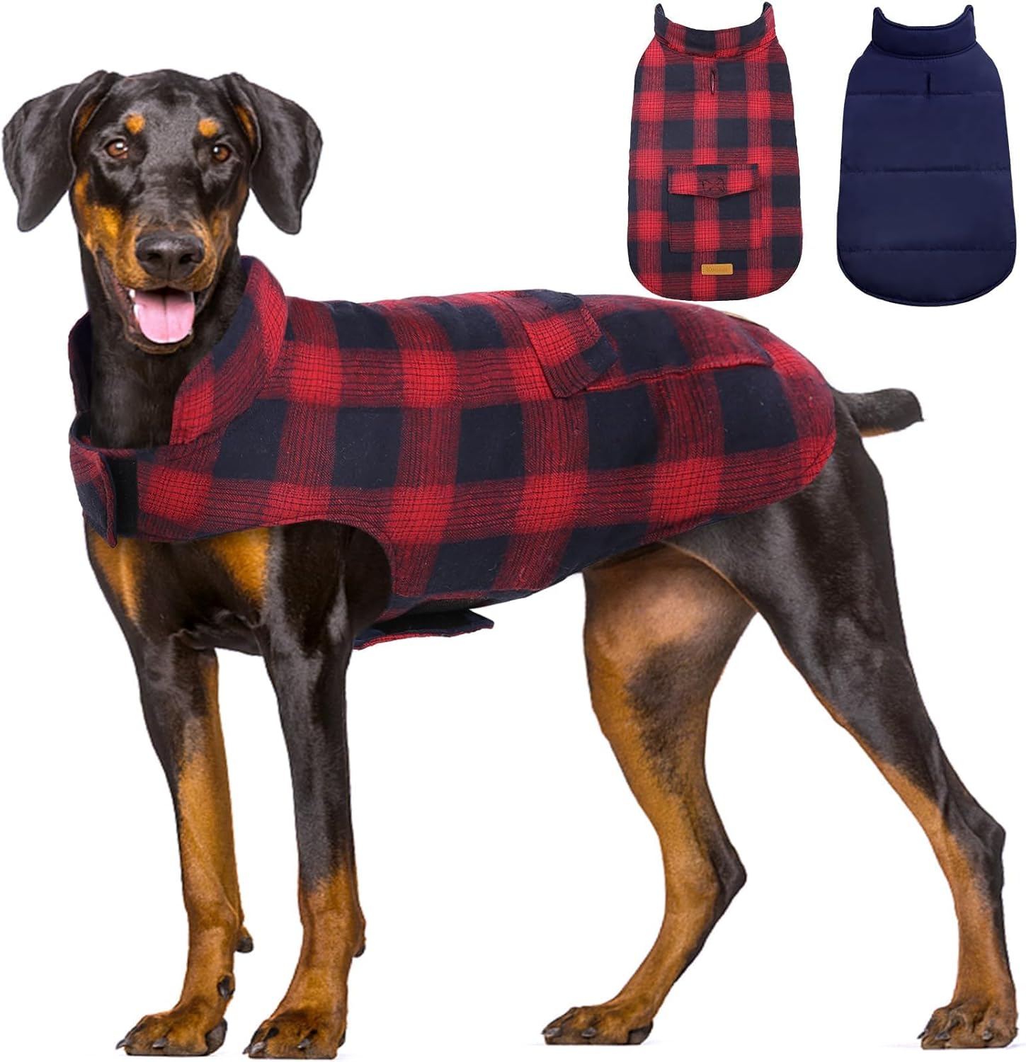 Kuoser Reversible Dog Jacket for Large Dogs in Cold Weather
