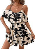 Boho Floral Cold Shoulder Mini Dress - Flowy Summer Style