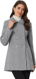 Women's Peter Pan Collar Double Breasted Long Trench Pea Coat - Winter