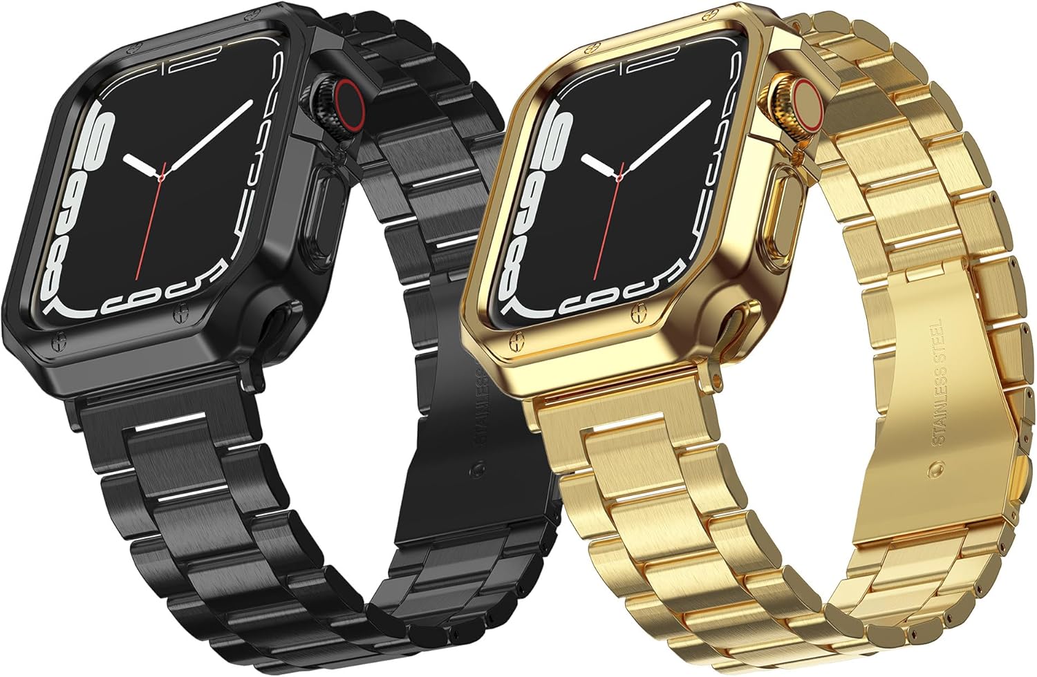 Stylish Stainless Steel Apple Watch Band with TPU Case - 2 Pack