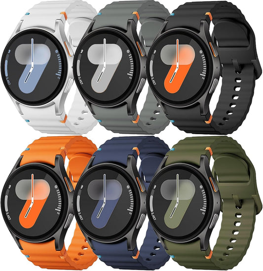 Gap-Free Silicone Sport Bands 6 Pack for Samsung Galaxy Watches