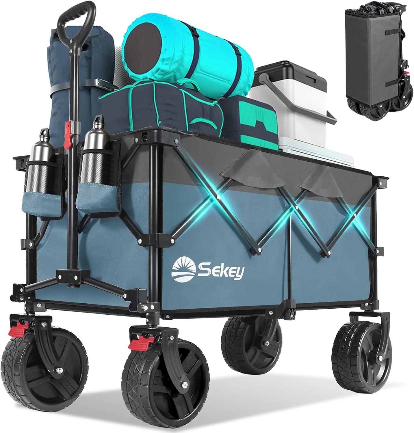 Collapsible Wagon Cart with Big All-Terrain Wheels for Outdoor Use