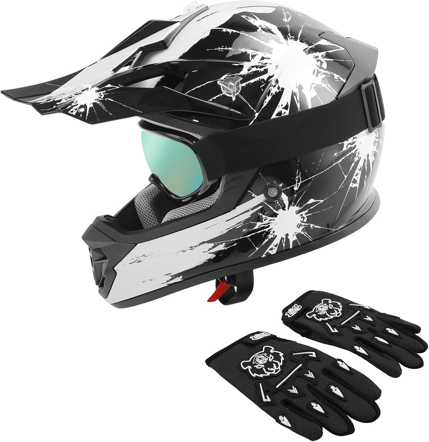 XFMT Youth Kids Motocross Helmet Goggles Gloves Set