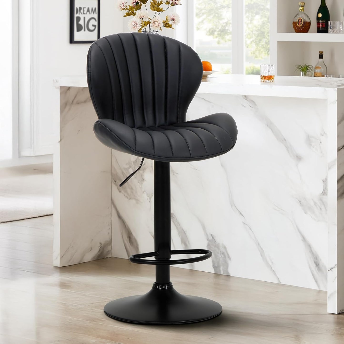 Adjustable Faux Leather Bar Stools for Kitchen and Dining Use