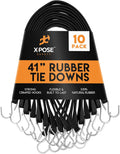 Rubber Bungee Cords with Hooks 10 Pack 41 in (62 in Max Stretch)
