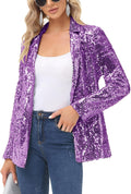 KANCY KOLE Women's Sequin Blazer Jacket - Sparkling Open Front Shoes