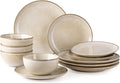 Ceramic Dinnerware Set for 4 - 12-Piece Stoneware Plates & Bowls