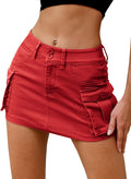 High Stretchy Denim Cargo Skort for Women - Y2K Mini Skort