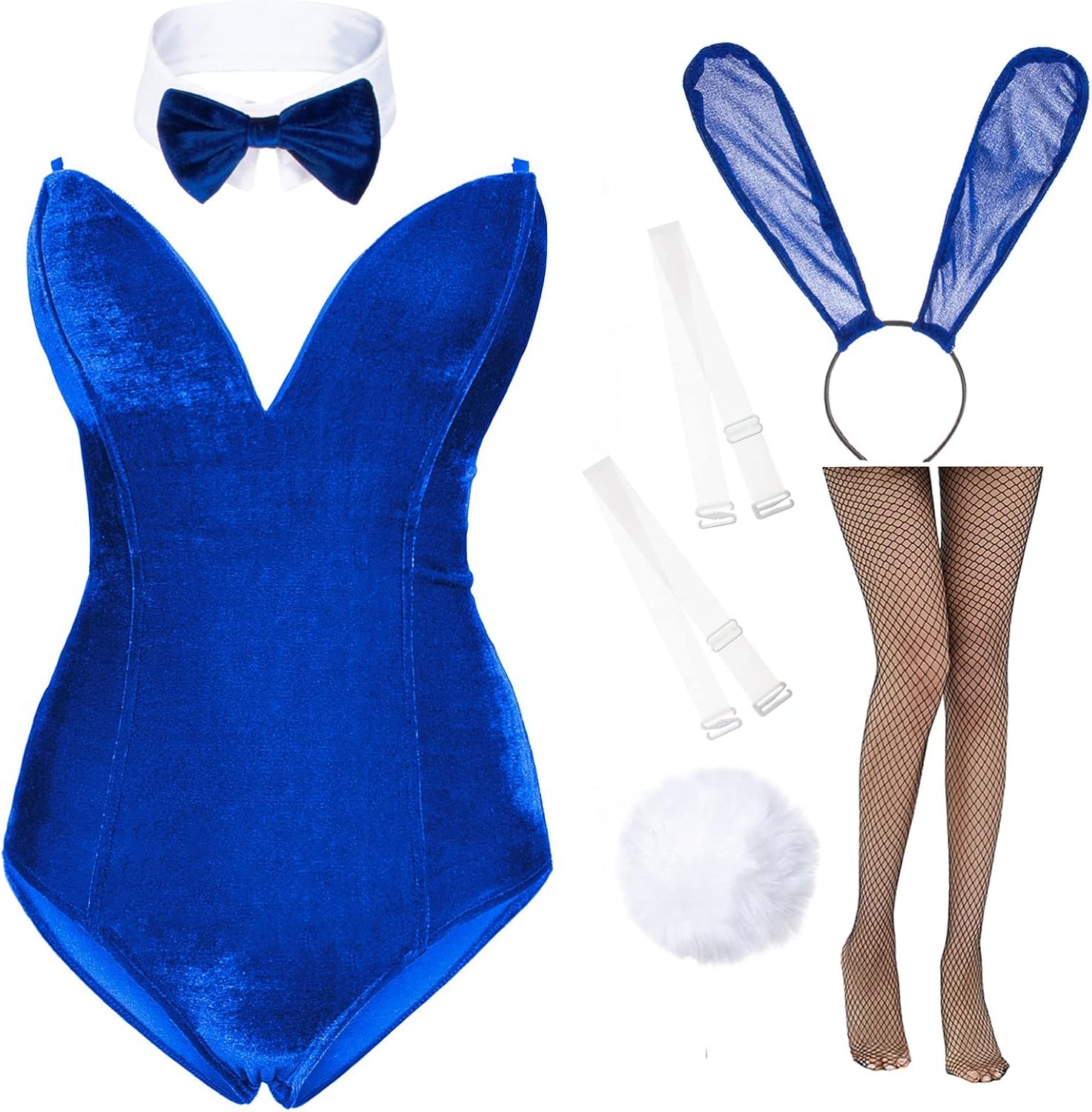 Anime Womens Bunny Girl Costume One Piece Bodysuit Set