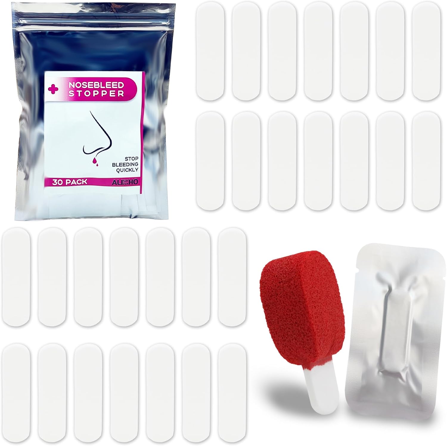 30-Pack Nose Bleed Stopper Plugs for Quick and Painless Relief