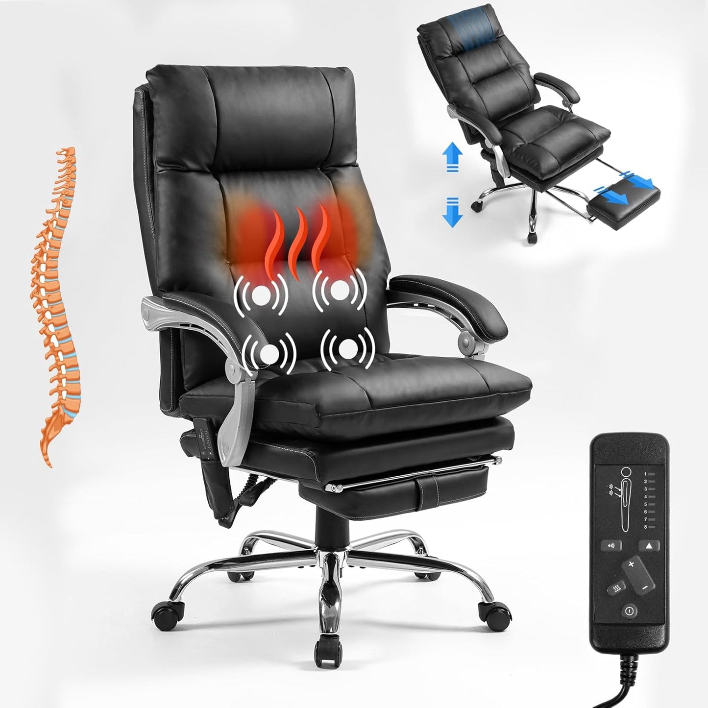 400lbs Executive Leather Office Chair with Ergonomic Design