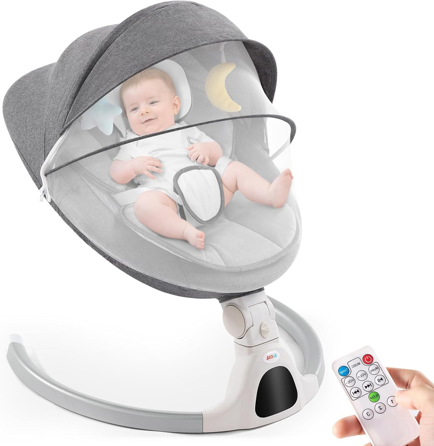 Jaoul Electric Baby Swing: Bluetooth, 5 Speeds, Remote Control