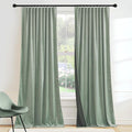 Mint Green Velvet Curtains 96 in Room Darkening Drapes - Cozy Style