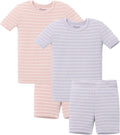 Stripe Pattern Baby Boys Girls Pajama Set - Snug Ribbed Viscose Fit