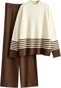 Tanming Women's Lounge Set 2-Piece Knitted Sweater & Wide Leg Pants