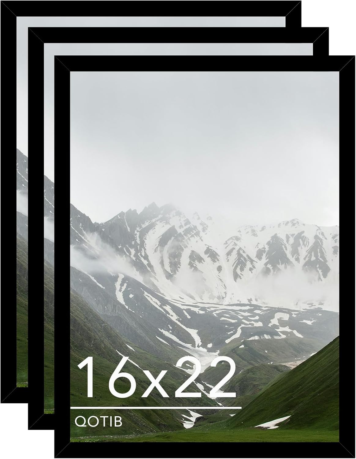 16x22 Picture Frame Set of 3 for Wall Mounting - Black Frames
