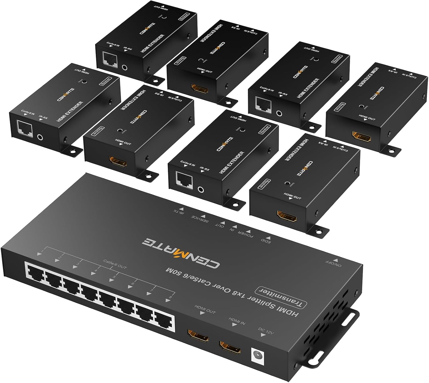 1x8 HDMI Extender Splitter for 165FT Transmission Over CAT5e/6/7