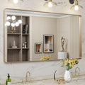 LOAAO 55x30 Gold Bathroom Mirror Rounded Rectangle - Clear, Sturdy
