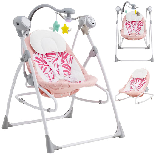 INFANS 2-in-1 Baby Swing: Portable, Remote Control, 5 Speed Sway