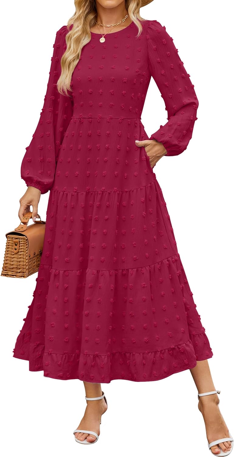 ZESICA Women's Fall Long Sleeve Maxi Dresses for Every Occasion
