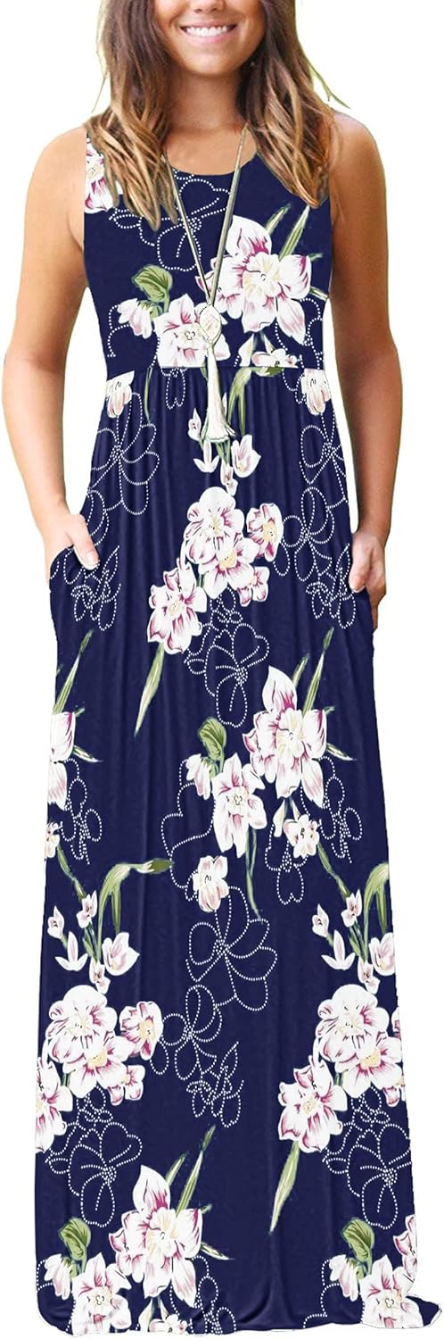 MOLERANI Women's Loose Plain Maxi Dresses with Pockets for All