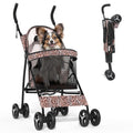 Leopard Print Compact Pet Stroller for Pets up to 22lbs - Foldable